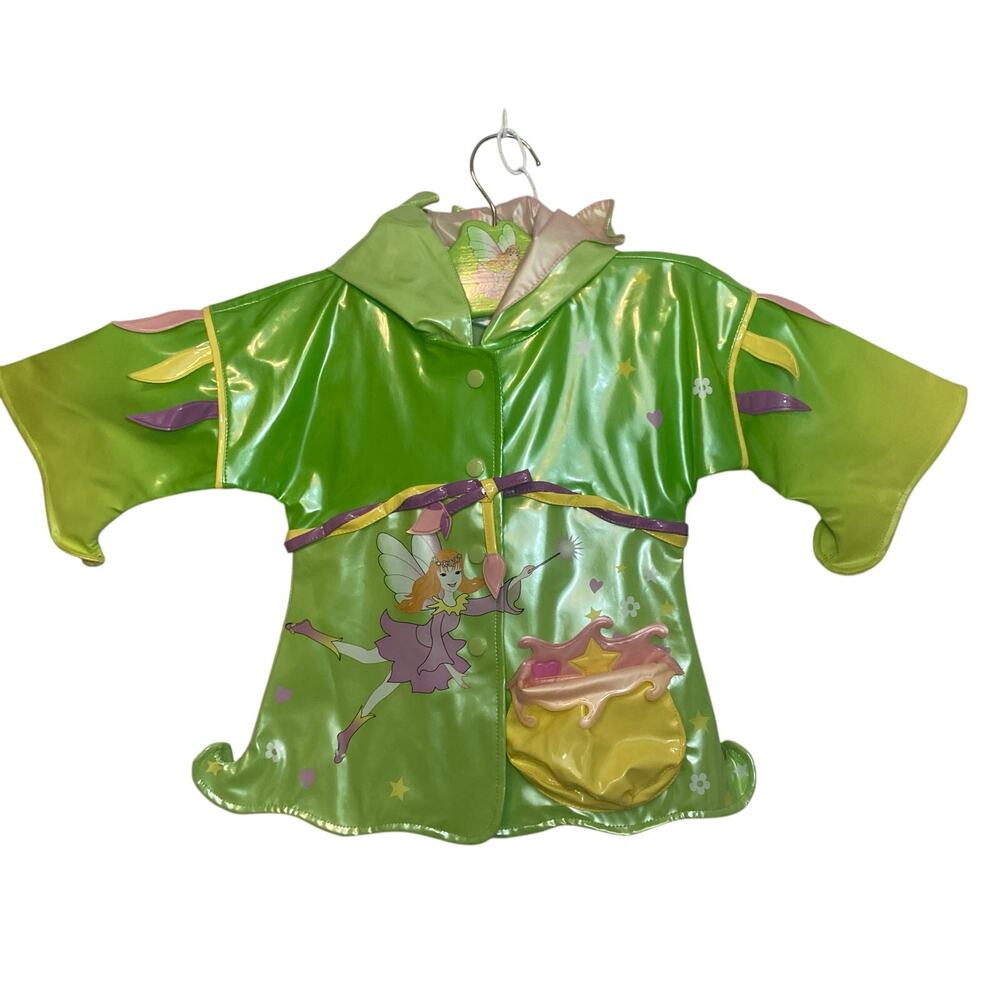 Kidorable Kid’s Green Fairy Rain Coat Snap Up Long Sleeve Hooded Raincoat Jacket